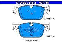 ATE - Remblokkenset - Vooras - Remsysteem ATE - 155 mm breedte - 63 mm hoogte - 17,6 mm dikte