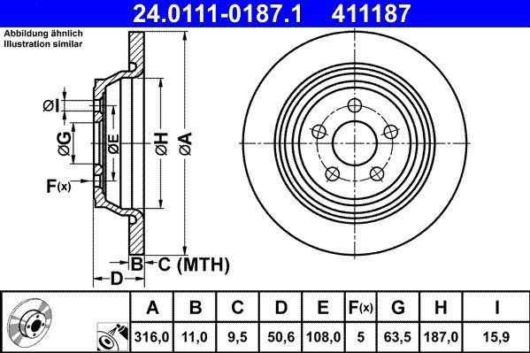 ATE - Remschijf - Remschijven - Voor Voertuigen Met Elektrische Handrem - Achteras - 316 mm