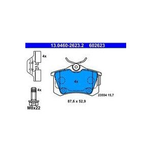 ATE - Remblokkenset - Achteras - Voor OPEL, PEUGEOT, CITROËN - 13.0460-2623.2