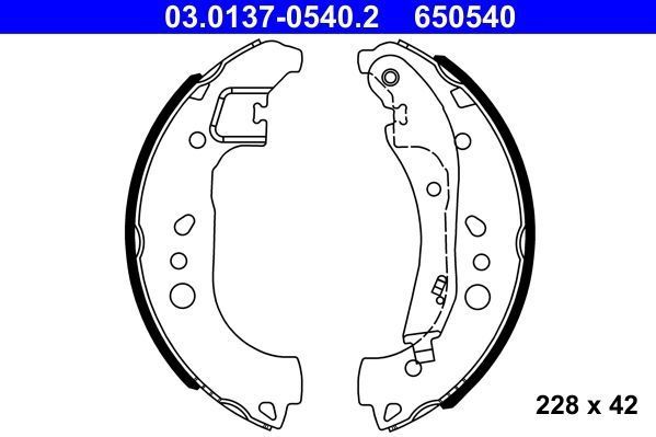 ATE - Remschoenen Set - Remschoenset - Voor VW, AUDI, SKODA - 228 mm - 42 mm
