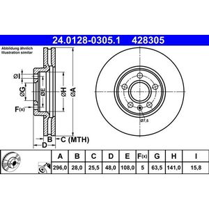 Volvo - Ate 24.0128-0305.1 - Remschijf - Geventileerd - Buitendiameter 296 mm