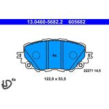 ATE - Remblokkenset - Vooras - 122 mm - 53,5 mm - 14,5 mm - Zonder Slijtage Indicator