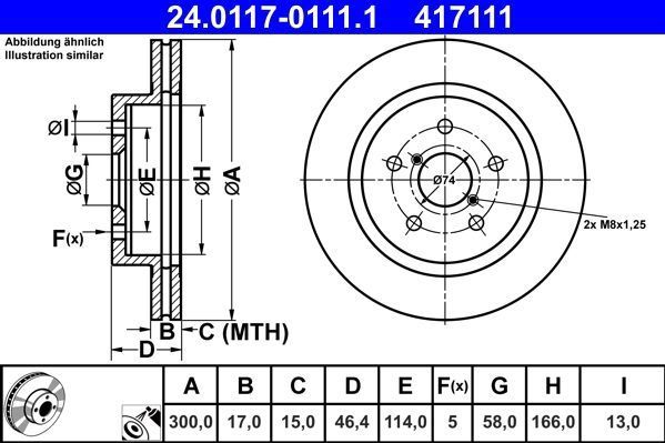 ATE Remschijf SUBARU 24.0117-0111.1 26700AL010 Remschijven