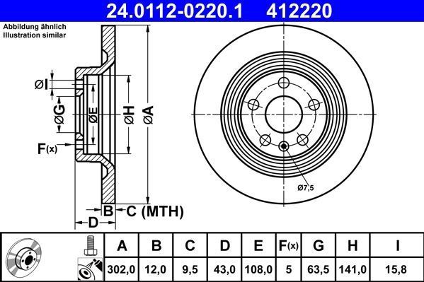 Volvo - Ate 24.0112-0220.1 - Remschijf - Gecoat - Buitendiameter 302 mm