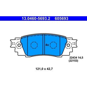 ATE - Remblokkenset - Achteras - Voor TOYOTA, LEXUS - 13.0460-5693.2