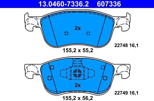 Ford - Remblokkenset - Schijfrem - ATE - Set van 4 Remblokken per As