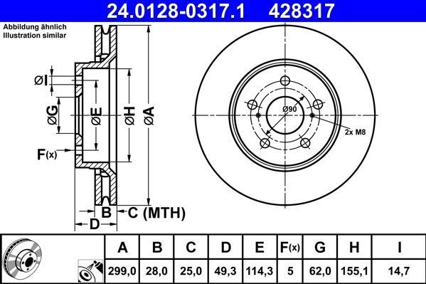 Toyota - Remschijf - Geventileerd - Buitendiameter 299 mm - Gecoat
