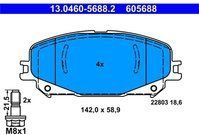 ATE - Remblokkenset - Vooras - 142 mm - 58,9 mm - 18,6 mm