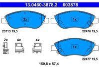 ATE - Remblokkenset - Vooras - Met Slijtageindicator - 150,8 mm Breedte - 57,4 mm Hoogte - 19,5 mm Dikte