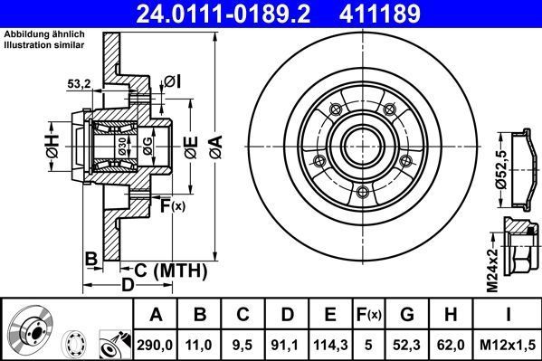 ATE - Remschijf - Gecoat - 290 mm - Voor Voertuigen Met 4 Wielbesturing