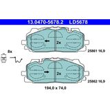 ATE - Remblokkenset - Vooras - 194 mm - 74 mm - 16,9 mm - Akebono