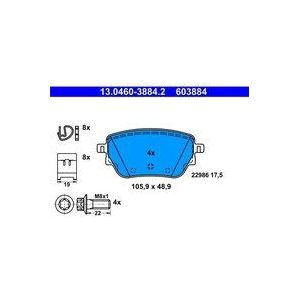 ATE - Remblokkenset - Achteras - Voor voertuigen zonder sportreminstallatie - Met toebehoren