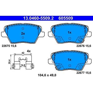 ATE - Remblokkenset - Voor HYUNDAI en KIA - 13.0460-5509.2 - Achteras - Met Slijtageindicator