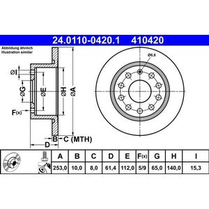 ATE - Remschijf - SKODA 24.0110-0420.1 - Remschijven - Achteras - Gecoat