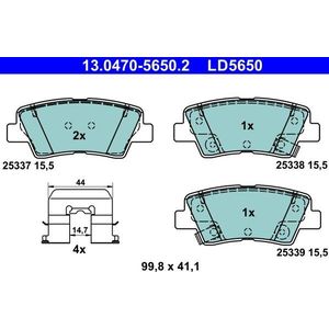 ATE - Remblokkenset - Achteras - Voor Voertuigen Met Elektrische Handrem - Met Akoestische Slijtagewaarschuwing