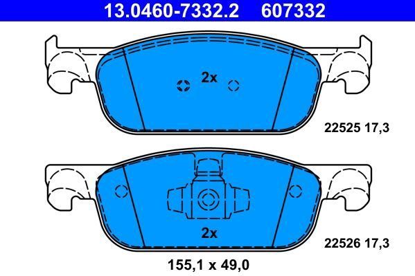 ATE - Remblokkenset - Vooras - 155,1 mm - 49,0 mm - 17,3 mm