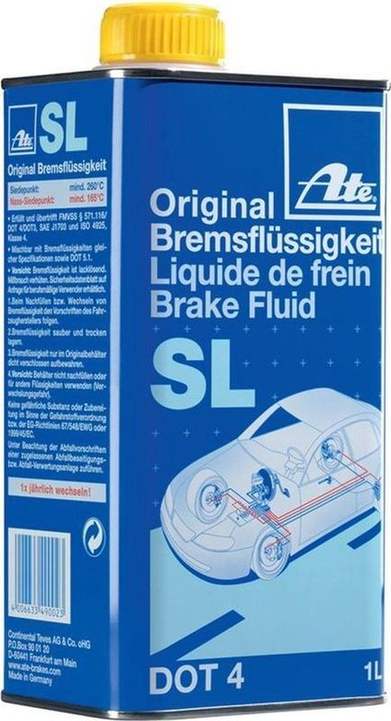 ATE - RemVloeistof SL DOT 4 - Geel - Inhoud 5 Liter
