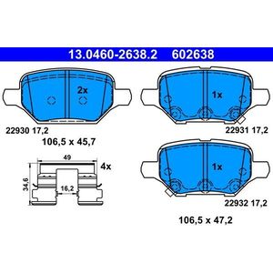 ATE - Remblokkenset - Achteras - OPEL, CHEVROLET, VAUXHALL - 13.0460-2638.2