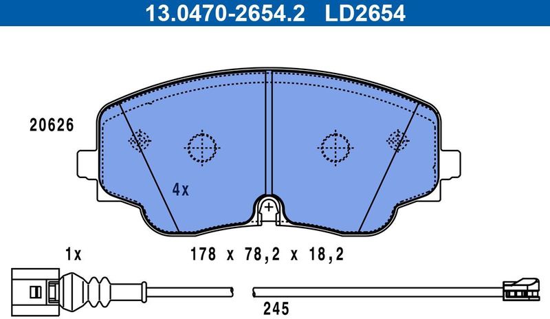 ATE Remblokkenset VW 13.0470-2654.2 5WA698151R,5WA698151B,5WA698151M