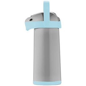 Helios Thermoskan Airpot met pomp, 1,9 liter, kunststof, grijs/lichtblauw, bediening met één hand
