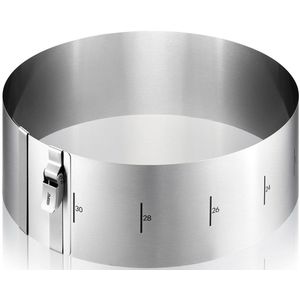 Verstelbare taartring met clip, Ø16 - Ø30 cm x 10 cm, RVS, 20 jaar garantie - GEFUs-sTONDO CLIP