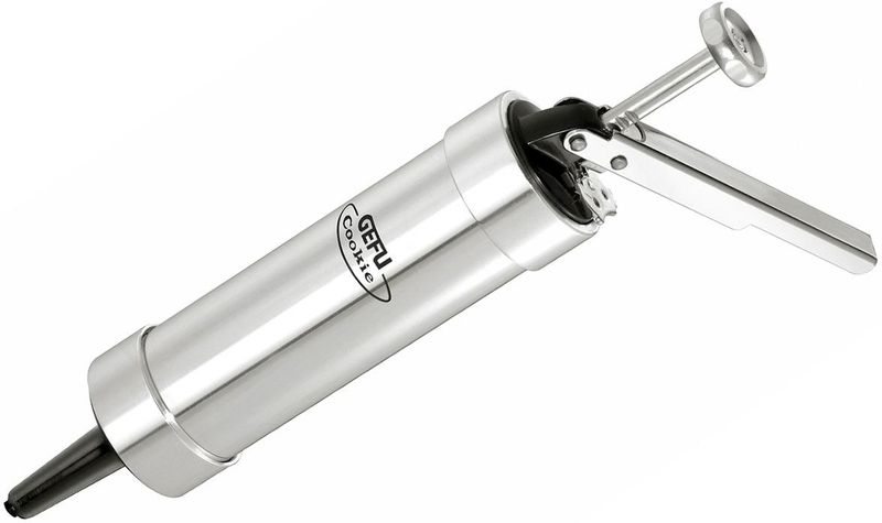 GEFU Gebäckpresse COOKIE, (Set, 25-tlg., mit 20 Motiven, 4 Spritztüllen), vielseitig, präzise Dekoration, robust und langlebig