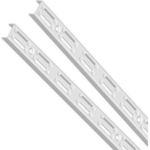 Element System Wandrail 2 rijen, 2 stuks, 4 afmetingen, 3 kleuren, lange 150 cm voor plankdragers, wandrek, wit 10001-00019