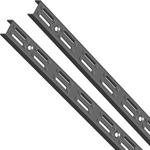 Element System 10001-00020 wandrail 2 rijen / 2 stuks / 4 afmetingen / 3 kleuren/L = 150 cm/zwart voor reksysteem/plankdrager/wandrek