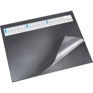 Läufer Bureauonderlegger durella ds 44656, 52 x 65 cm, anti-slip, met transparante folie en kalender, zwart