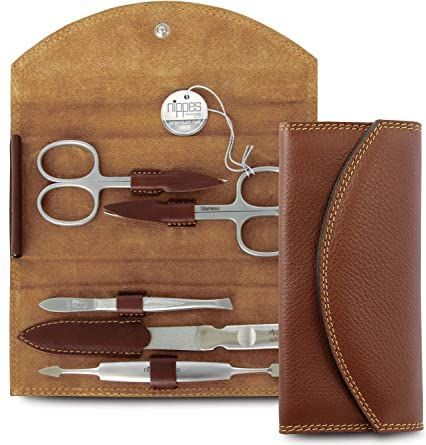 Manicure Set - Bruin - Leer - Inclusief Nagelschaartje en Huidschaartje