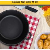 Krüger Fleischtopf Aluguss Fleischtopf mit Glasdeckel DELTA, Aluminiumguss (1-tlg), für Induktions-Kochfelder geeignet
