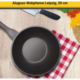 Krüger Wok Aluguss Wokpfanne LEIPZIG, 30 cm, Aluminiumguss (1-tlg), hochwertige Antihaft-Versiegelung