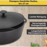 Karl Krüger Rustica Gietijzeren Braadpan - Zwart, 7,5L - Snelle warmteopname - Geschikt voor inductie