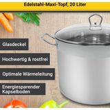 Maxitopf mit Glasdeckel 20 l