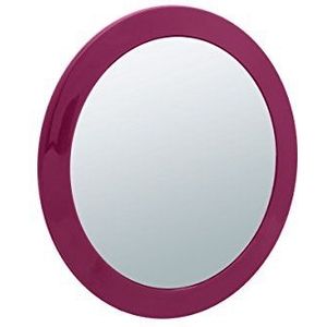 SANWOOD Cosmetische spiegel 5X vergroting met saunakommen en gekleurde rand, acryl, framboos, 15,7 x 15,7 x 2,5 cm