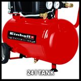 Einhell Elektrische Compressor TE-AC 230/24/8 - 1500 W - 8 bar - 24 L tank - Aanzuigcapaciteit: 230 l/min - Oliegesmeerd
