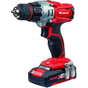Einhell Accu Boor-/Schroefmachine TE-CD 18/2 Li Kit - Power X-Change - 18 V/Li-ion - 44 Nm - 0-350/0-1.250 t/min - 10 mm snelspanboorkop - Incl. 2x 1.5 Ah accu en lader