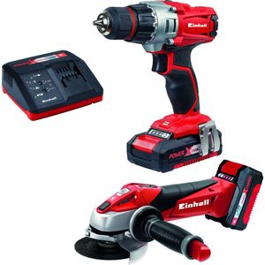 Einhell TE-TK 18 Li Kit 18 V/1.5 Ah/3.0 Ah (Accu Boor-/Schroefmachine/Accu Haakse slijper) - 2 accu's