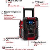 Einhell - Accu Bouwradio TE-CR 18 Li DAB+/FM/BT - DAB+, FM, Bluetooth, TFT-kleurenscherm