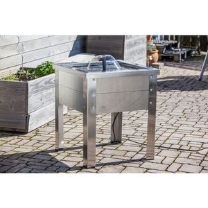 Heissner terras fontein hout/Rvs grijs