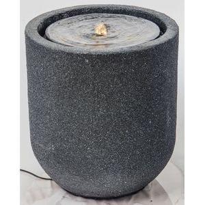 HEISSNER Terrasfontein met LED Cilinder 41x41x45 cm - Zwart