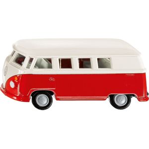 siku 2361, VW T1 bus, speelgoedauto, 1:50, metaal/kunststof, rood/wit, deuren kunnen open, trekhaak, detailgetrouwe wielen