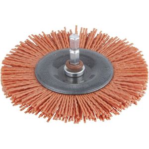 Wolfcraft Nylon-draadborstel | Rood | 6-kant schacht | Ø100mm | 1 stuk - 1502000