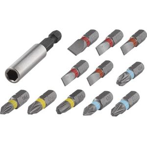 wolfcraft Bit-set sleuf/kruiskop (PH/PZ), 12-dlg. I 2445000 I 11 Solid-bits in verschillende maten, incl. bithouder