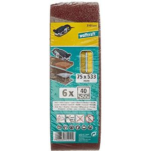 Wolfcraft- Schuurpapier met 6 banden, korund, korrel 40, 75 x 533 Wolfcraft