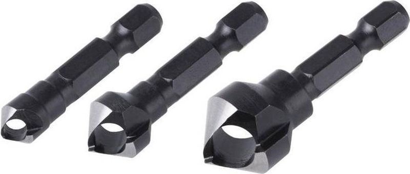Wolfcraft - Dwarsgatverzinkboren - Set - Ø8, 12, 16mm - 3-dlg.