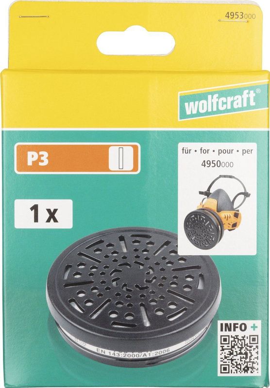 Wolfcraft - Adembeschermingsfilter P3 - 1 stuk - Verwisselbaar