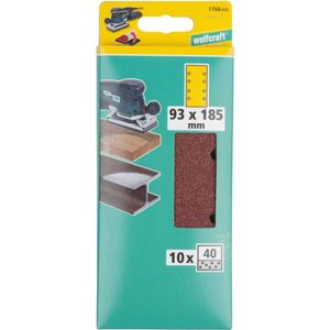 Wolfcraft - Zelfhechtende Schuurstroken - 93 x 185 mm - Korrel 60 - Set van 10