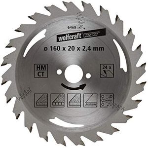 Wolfcraft 6468000 Hardmetaal-cirkelzaagblad 160 x 20 mm Aantal tanden: 24 1 stuk(s)