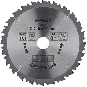 Wolfcraft Cirkelzaagblad voor hout voor grof zaagwerk - 210mm - 24 tanden - Asgat 30mm - Zaagdikte 3,2mm